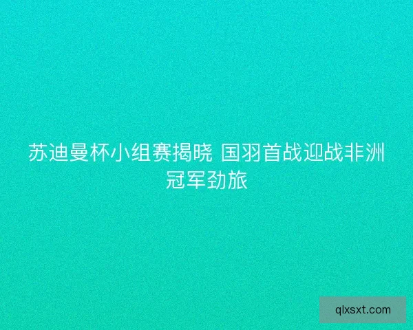 苏迪曼杯小组赛揭晓 国羽首战迎战非洲冠军劲旅
